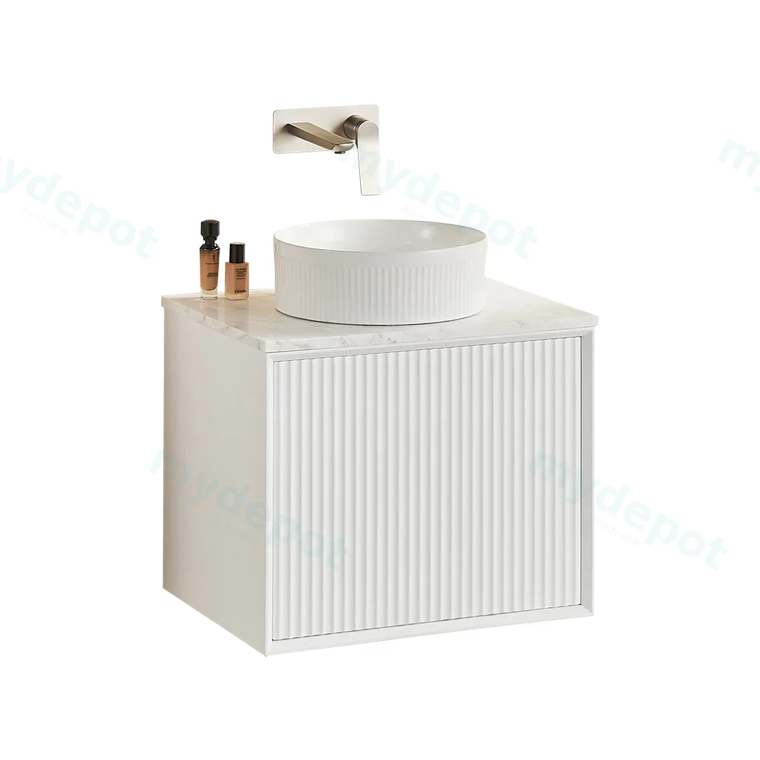 590X455X480mm Matte Black Kliff Modern Fluted Wall Hung Vanity PVC Cabinet view 2