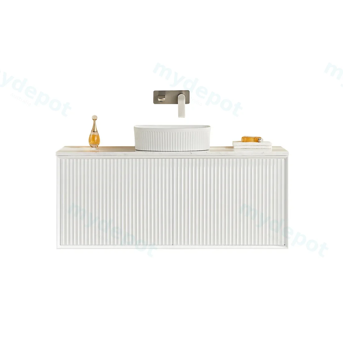 1190X455X480mm Matte Black Kliff Modern Fluted Wall Hung Vanity PVC Cabinet view 2