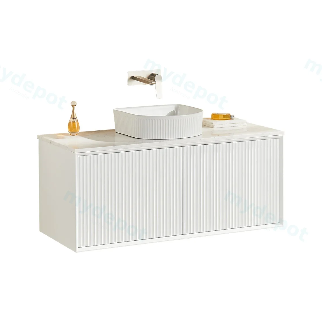 1190X455X480mm Matte Black Kliff Modern Fluted Wall Hung Vanity PVC Cabinet view 3