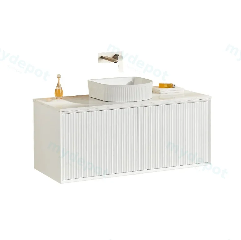 1190X455X480mm Matte Black Kliff Modern Fluted Wall Hung Vanity PVC Cabinet view 4
