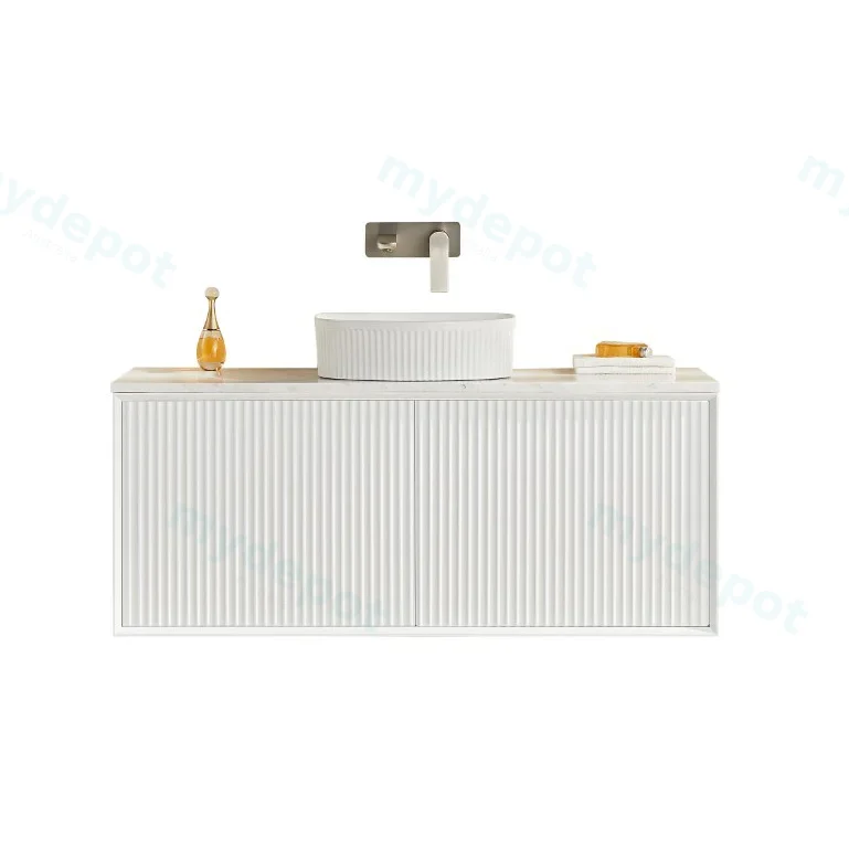 1190X455X480mm Matte Black Kliff Modern Fluted Wall Hung Vanity PVC Cabinet view 5