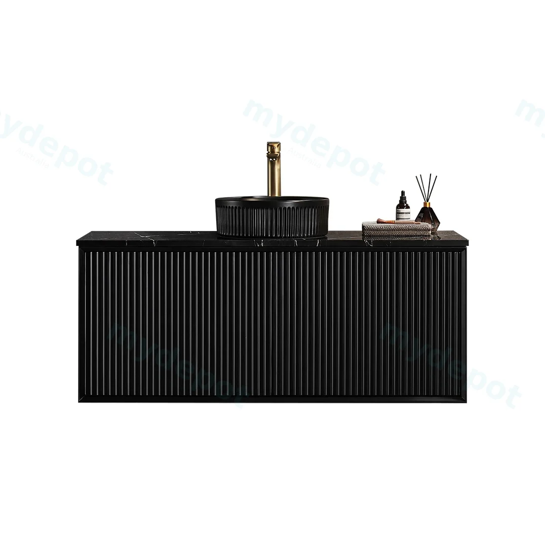 1190X455X480mm Matte Black Kliff Modern Fluted Wall Hung Vanity PVC Cabinet view 3