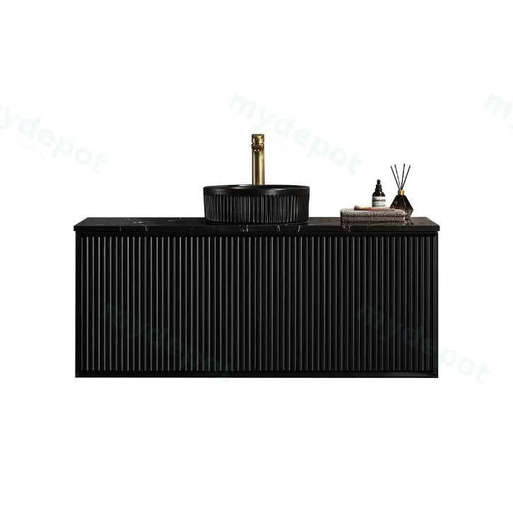 1190X455X480mm Matte Black Kliff Modern Fluted Wall Hung Vanity PVC Cabinet view 4