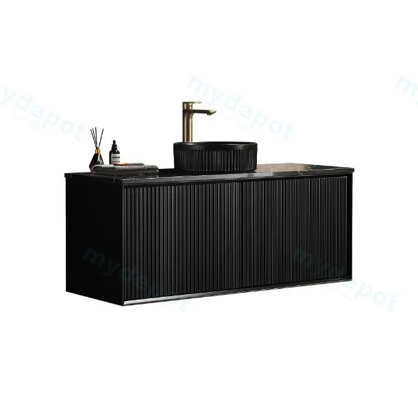 1190X455X480mm Matte Black Kliff Modern Fluted Wall Hung Vanity PVC Cabinet view 5