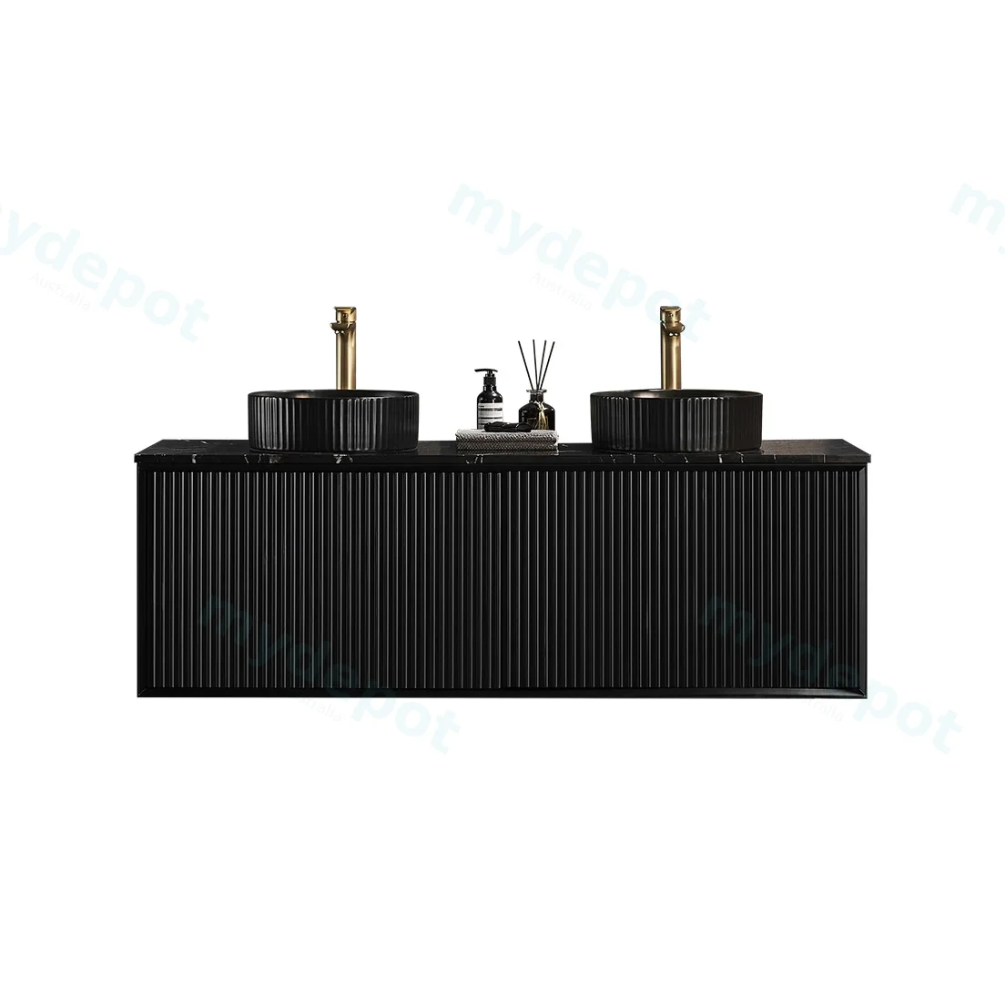 1490X455X480mm Matte Black Kliff Modern Fluted Wall Hung Vanity PVC Cabinet view 3
