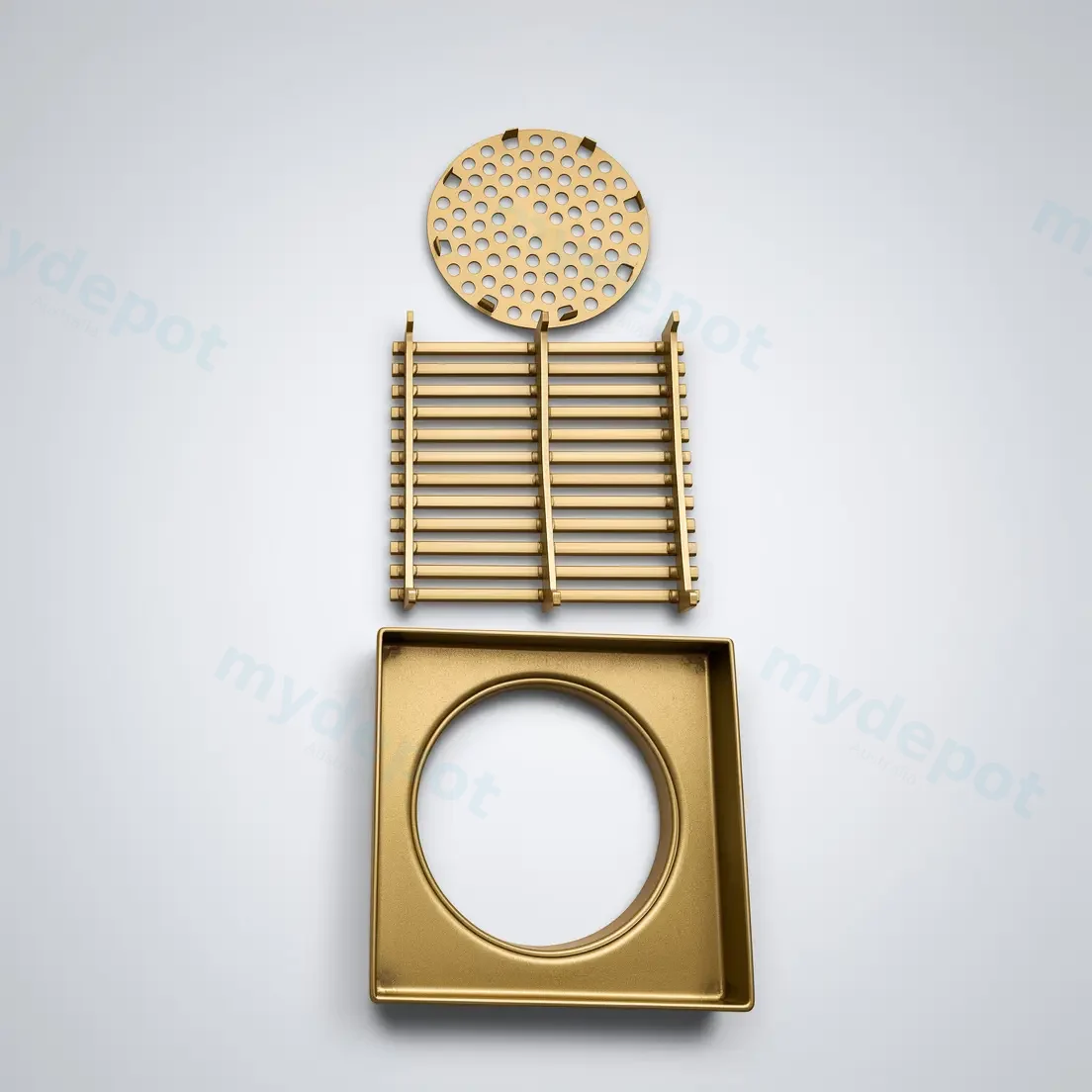 110*110*20mm Brushed Brass Grill Floor Waste Shower Grate Drain(80mm outlet) view 2
