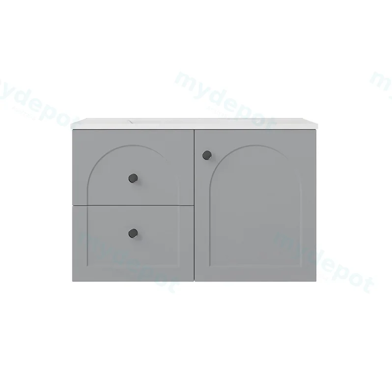 740*455*470mm Matte Grey Chester Federation Wall Hung PVC Cabinet,Left Hand Drawers view 2