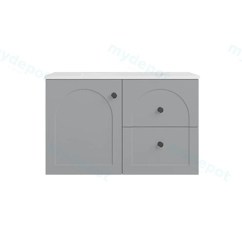 740*455*470mm Matte Grey Chester Federation Wall Hung PVC Cabinet,Right Hand Drawers view 2
