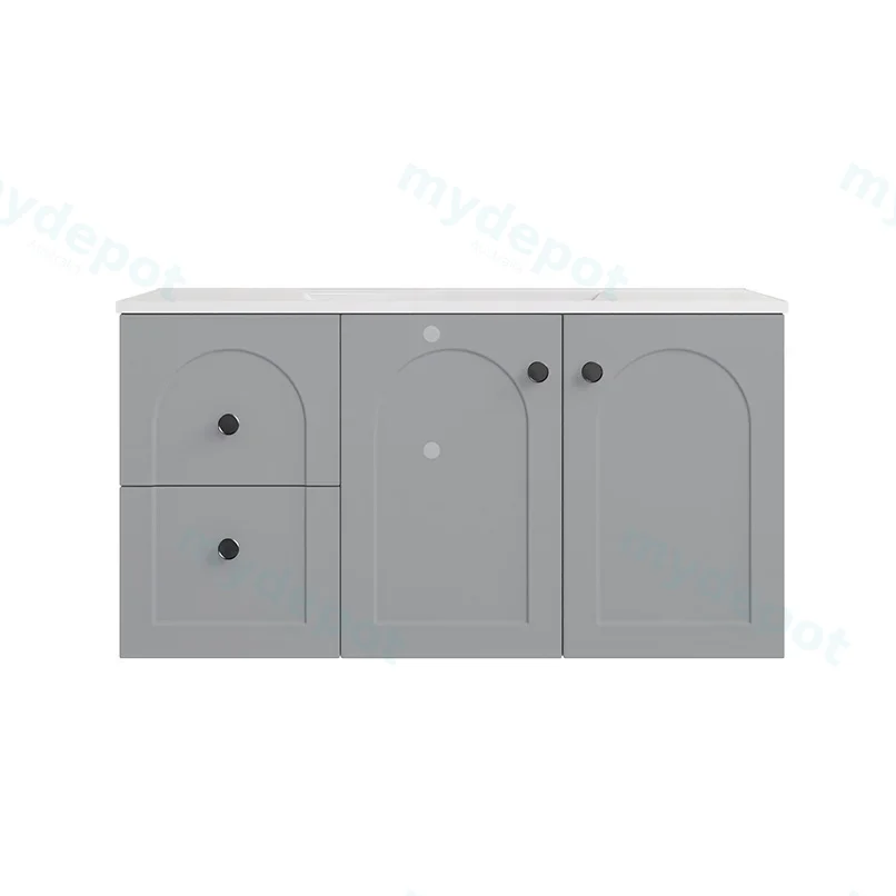 890*455*470mm Matte Grey Chester Federation Wall Hung PVC Cabinet,Left Hand Drawers view 2