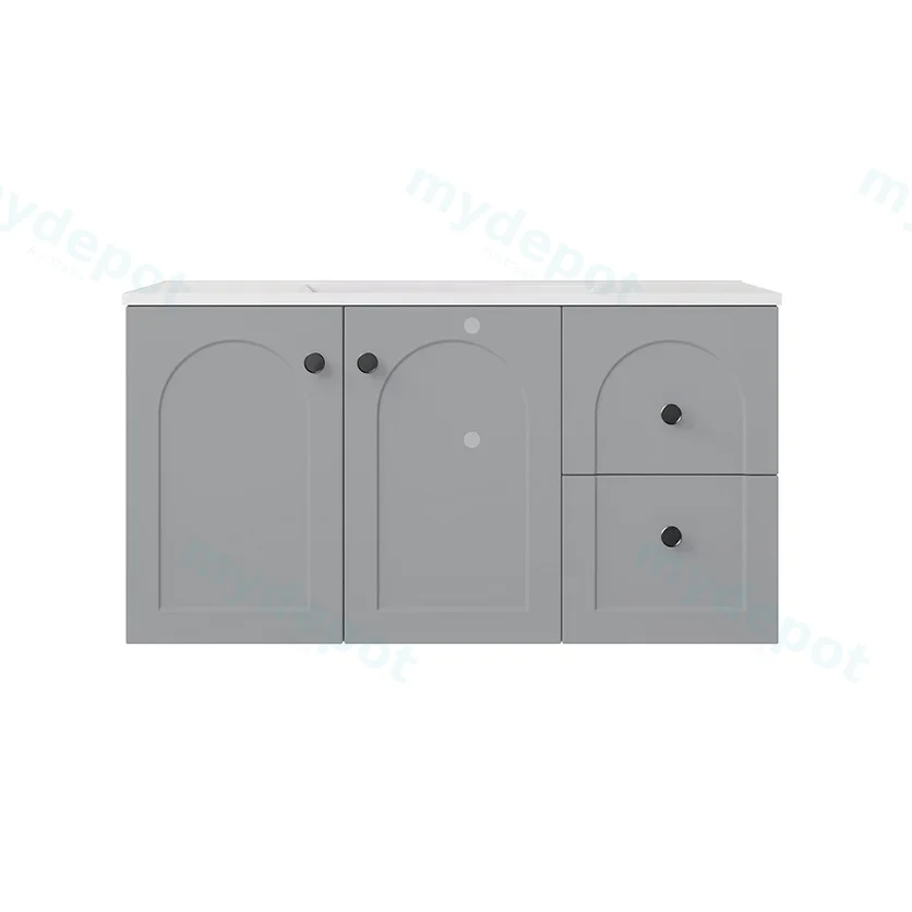 890*455*470mm Matte Grey Chester Federation Wall Hung PVC Cabinet,Right Hand Drawers view 2