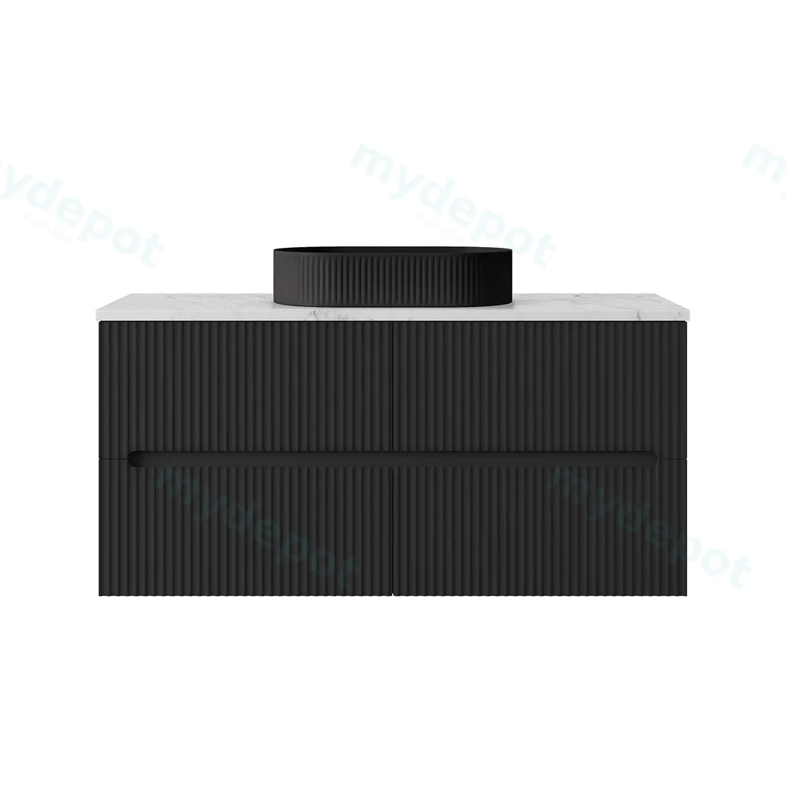 1190*455*540mm Matte Black Cabarita Morden Wall Hung PVC Cabinet For Single Bowl Only view 2