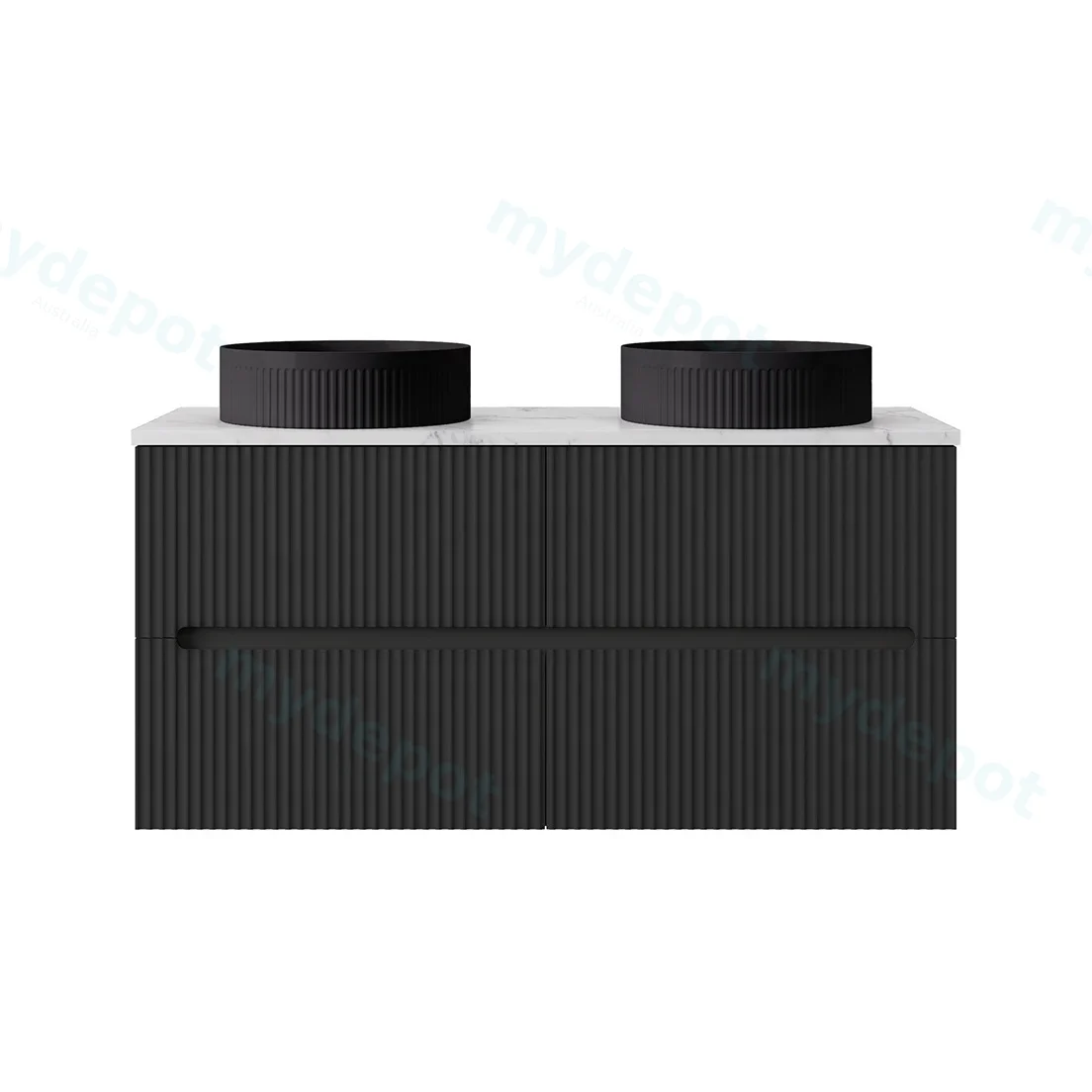 1190*455*540mm Matte Black Cabarita Morden Wall Hung PVC Cabinet For DoubleBowl Only view 2
