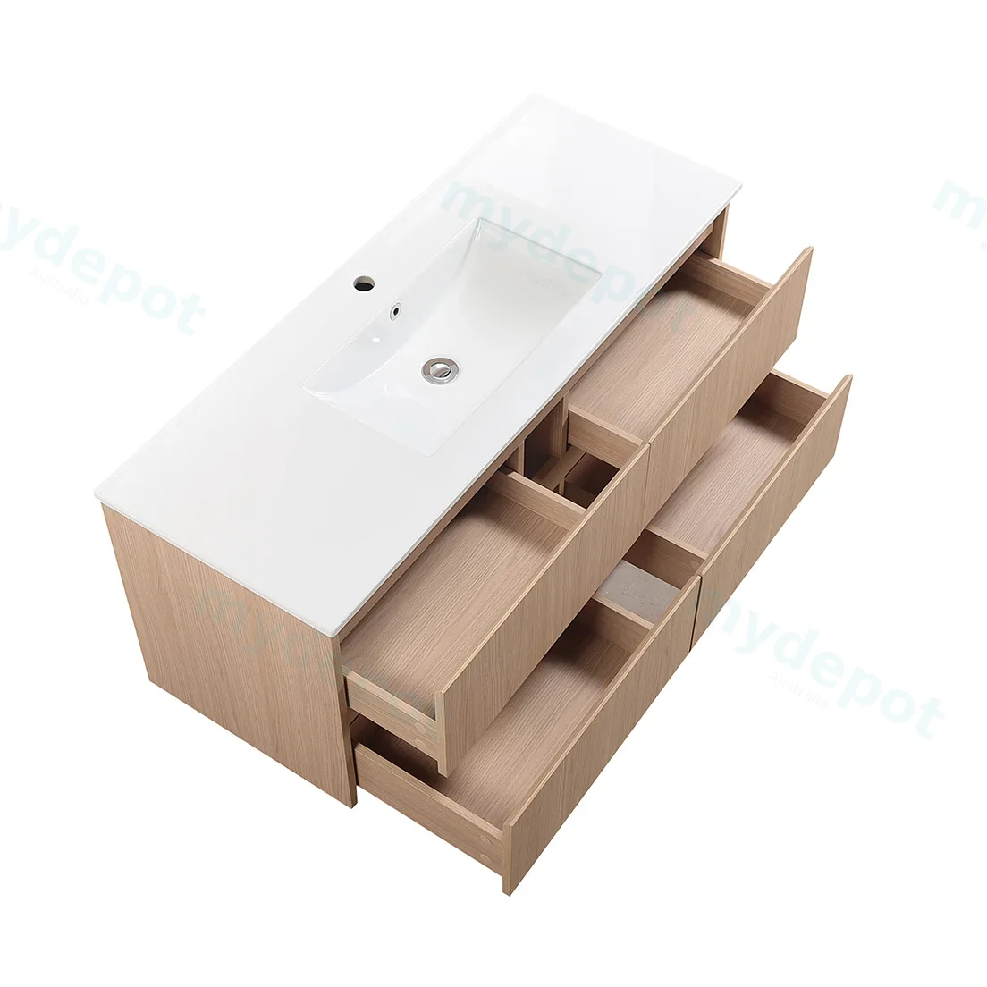 1190*455*520mm Sandy Oak Wood Matt Gladstone Modern Wall Hung Plywood Cabinet For Single Bowl view 7