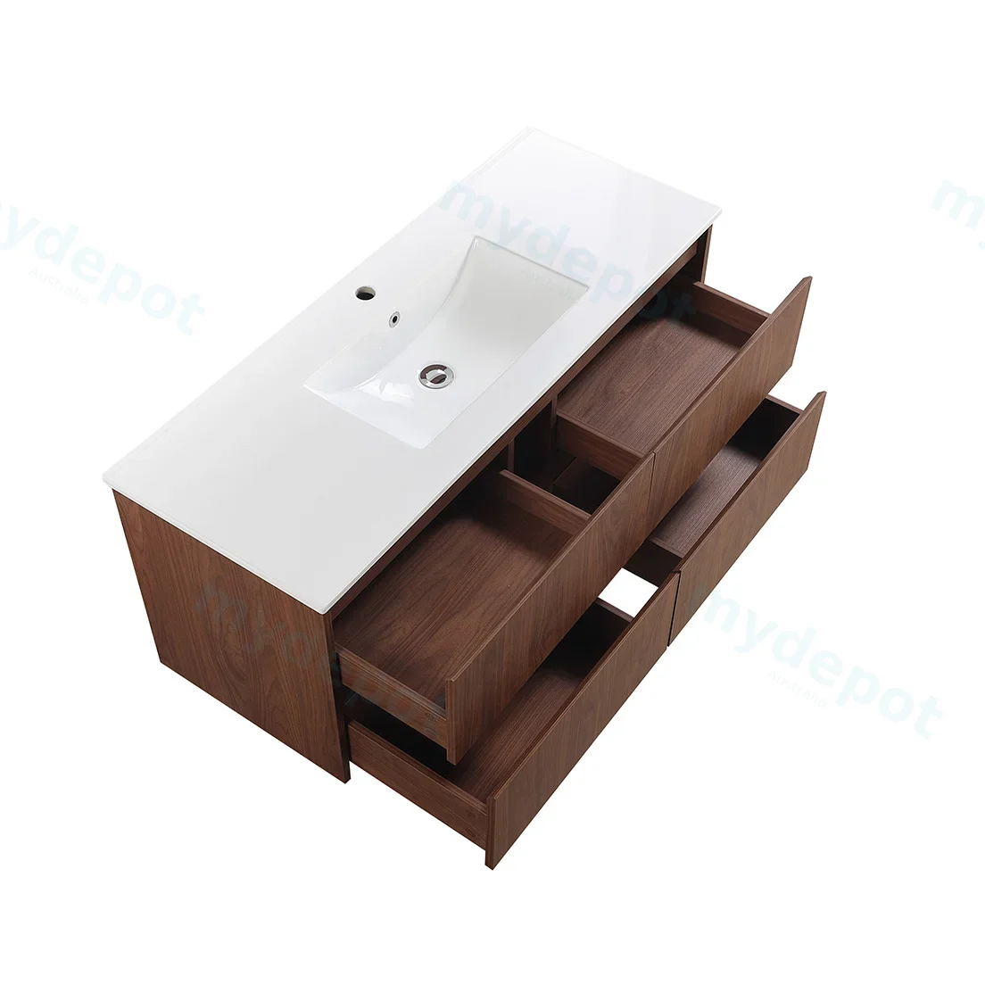 1190*455*520mm Mocha Oak Wood Mat Gladstone Modern Wall Hung Plywood Cabinet For Single Bowl view 6