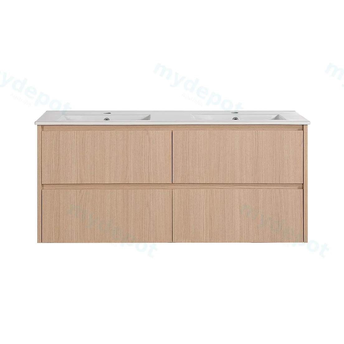 1190*455*520mm Sandy Oak Wood Matt Gladstone Modern Wall Hung Plywood Cabinet For Double Bowl view 3