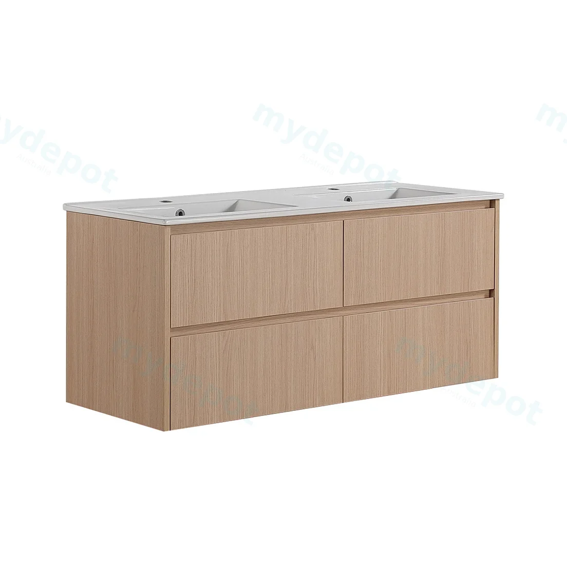 1190*455*520mm Sandy Oak Wood Matt Gladstone Modern Wall Hung Plywood Cabinet For Double Bowl view 4