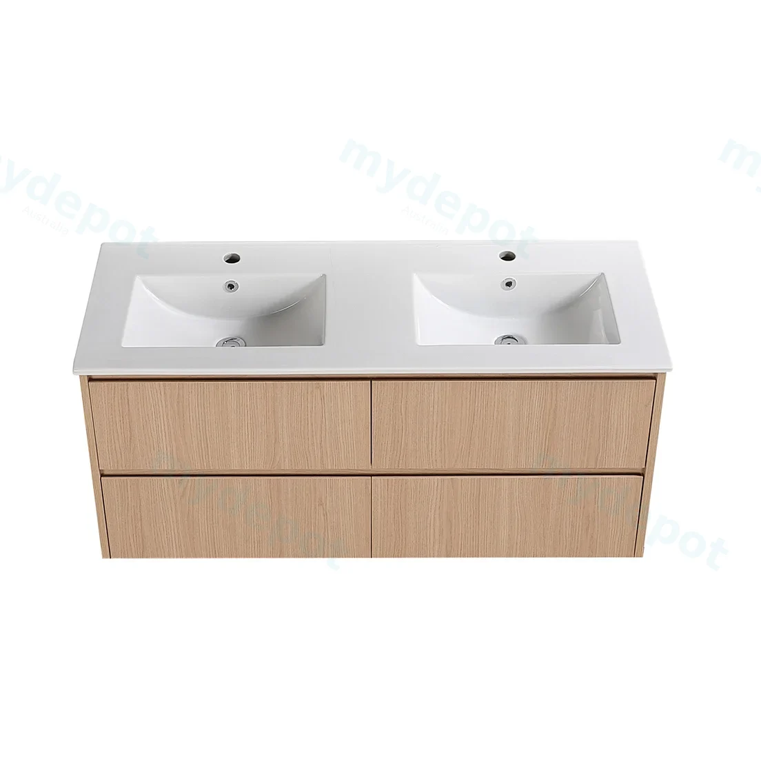 1190*455*520mm Sandy Oak Wood Matt Gladstone Modern Wall Hung Plywood Cabinet For Double Bowl view 5