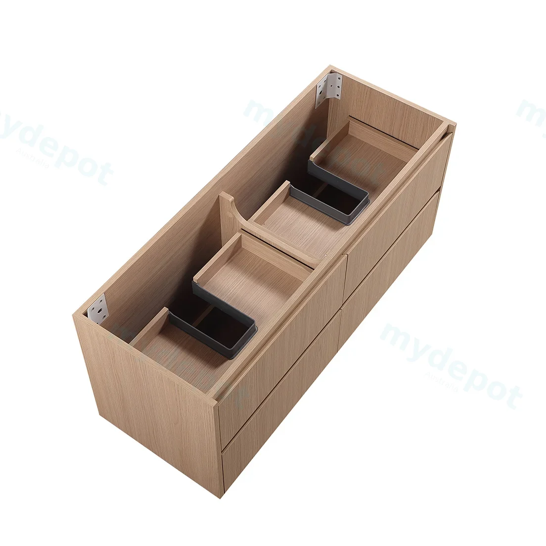 1190*455*520mm Sandy Oak Wood Matt Gladstone Modern Wall Hung Plywood Cabinet For Double Bowl view 7