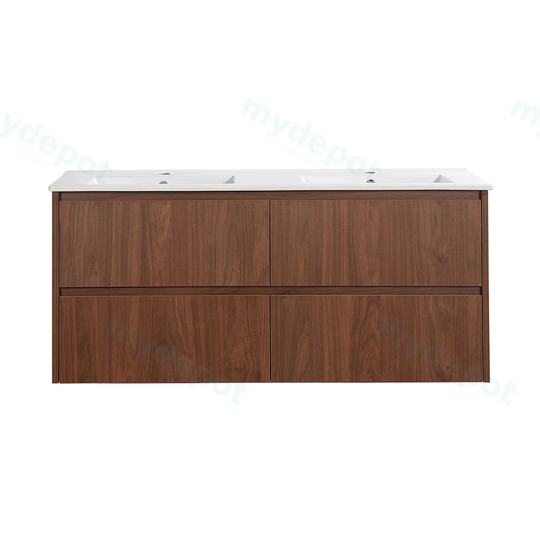 1190*455*520mm Mocha Oak Wood Mat Gladstone Modern Wall Hung Plywood Cabinet For Double Bowl view 3