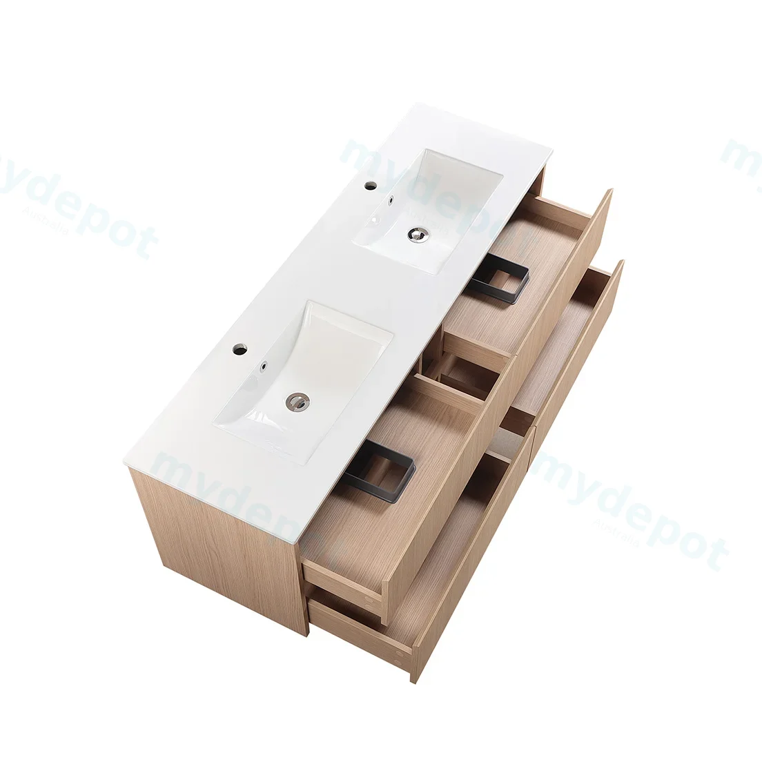 1490*455*520mm Sandy Oak Wood Matt Gladstone Modern Wall Hung Plywood Cabinet For Single And Double Bowl view 6