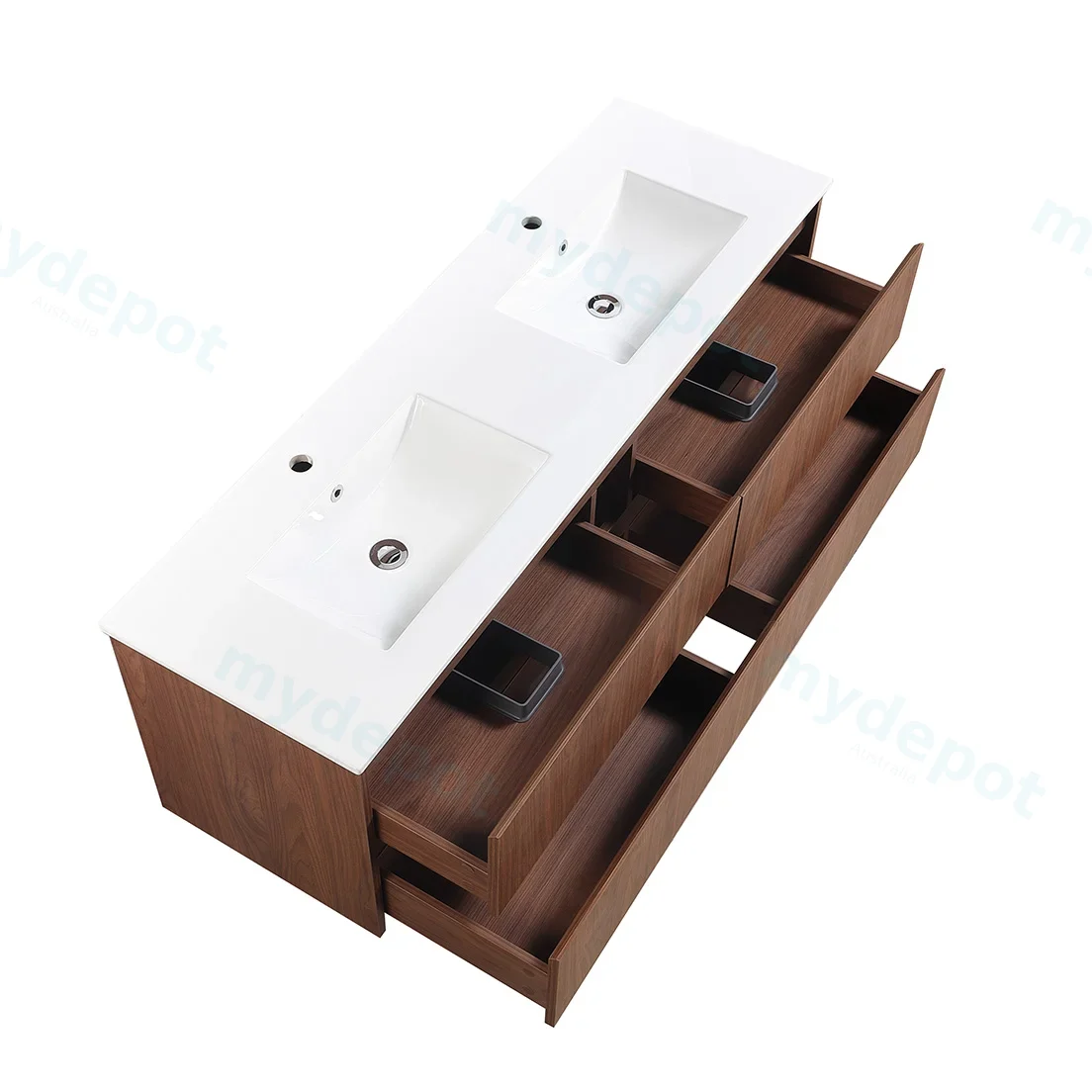 1490*455*520mm Mocha Oak Wood Matt Gladstone Modern Wall Hung Plywood Cabinet For Single And Double Bowl view 6