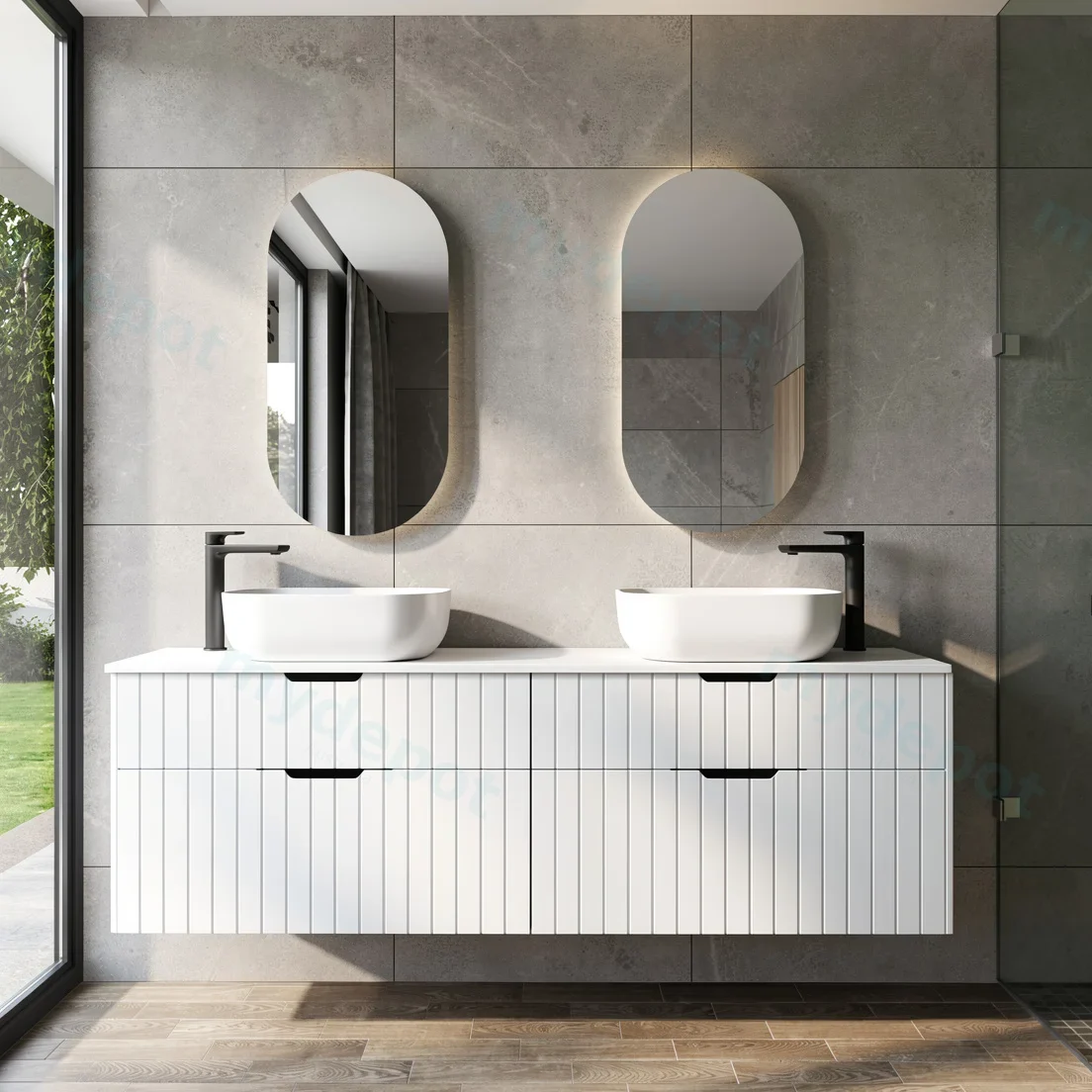 1800mm Aria Matte White MDF Four Drawers Wall Hung Bathroom Vanity Cabinet Only With Handle view 6