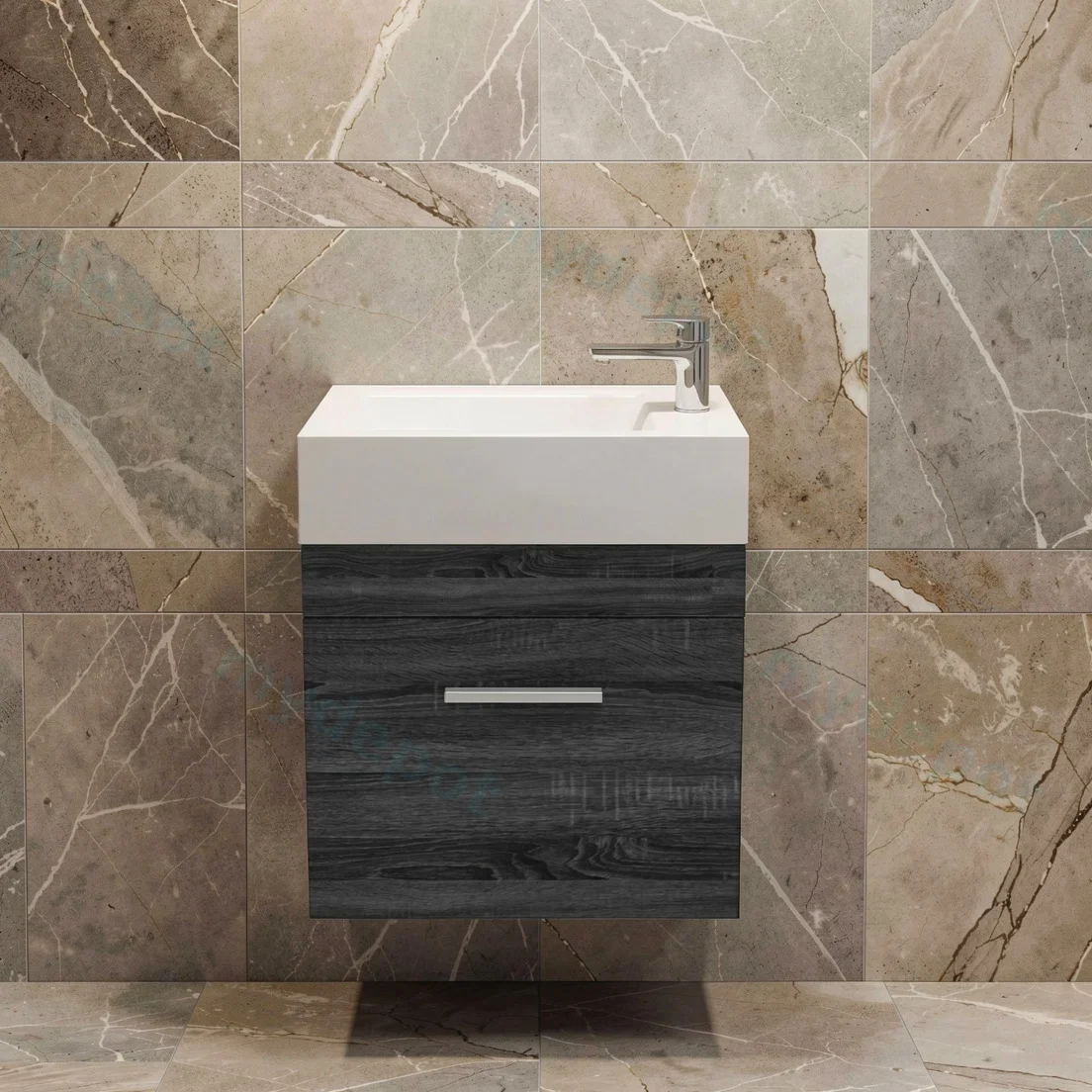 500mm Dark Grey MDF 1 Door Wall Hung Bathroom Vanity Cabinet only view 8