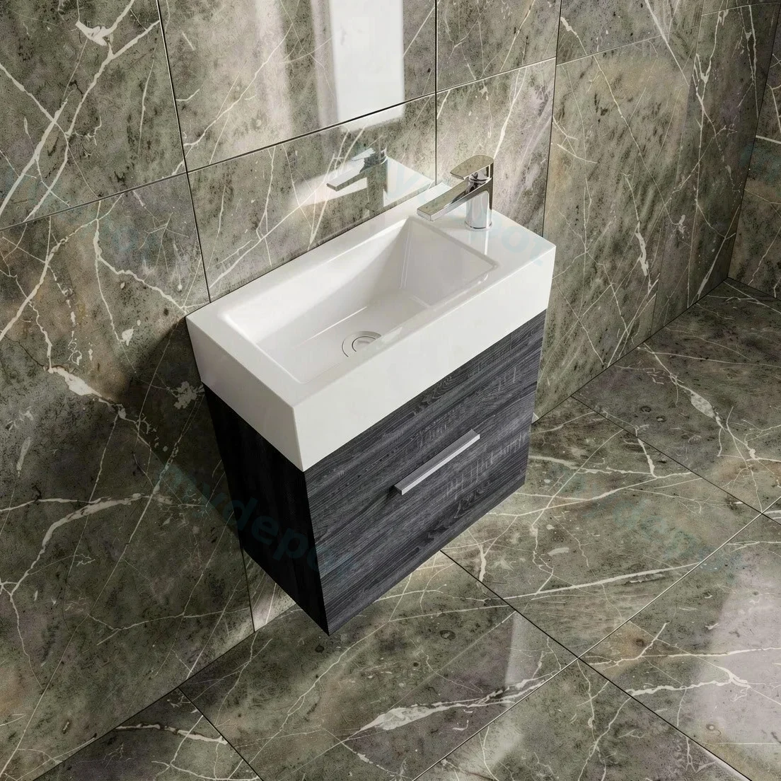 500mm Dark Grey MDF 1 Door Wall Hung Bathroom Vanity Cabinet only view 9