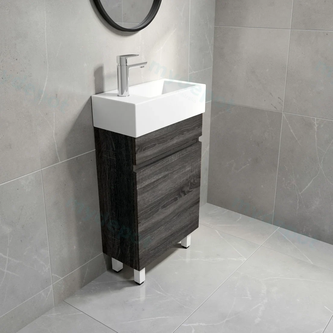 500mm Dark Grey MDF 1 Door Freestanding Bathroom Vanity Cabinet Only view 2
