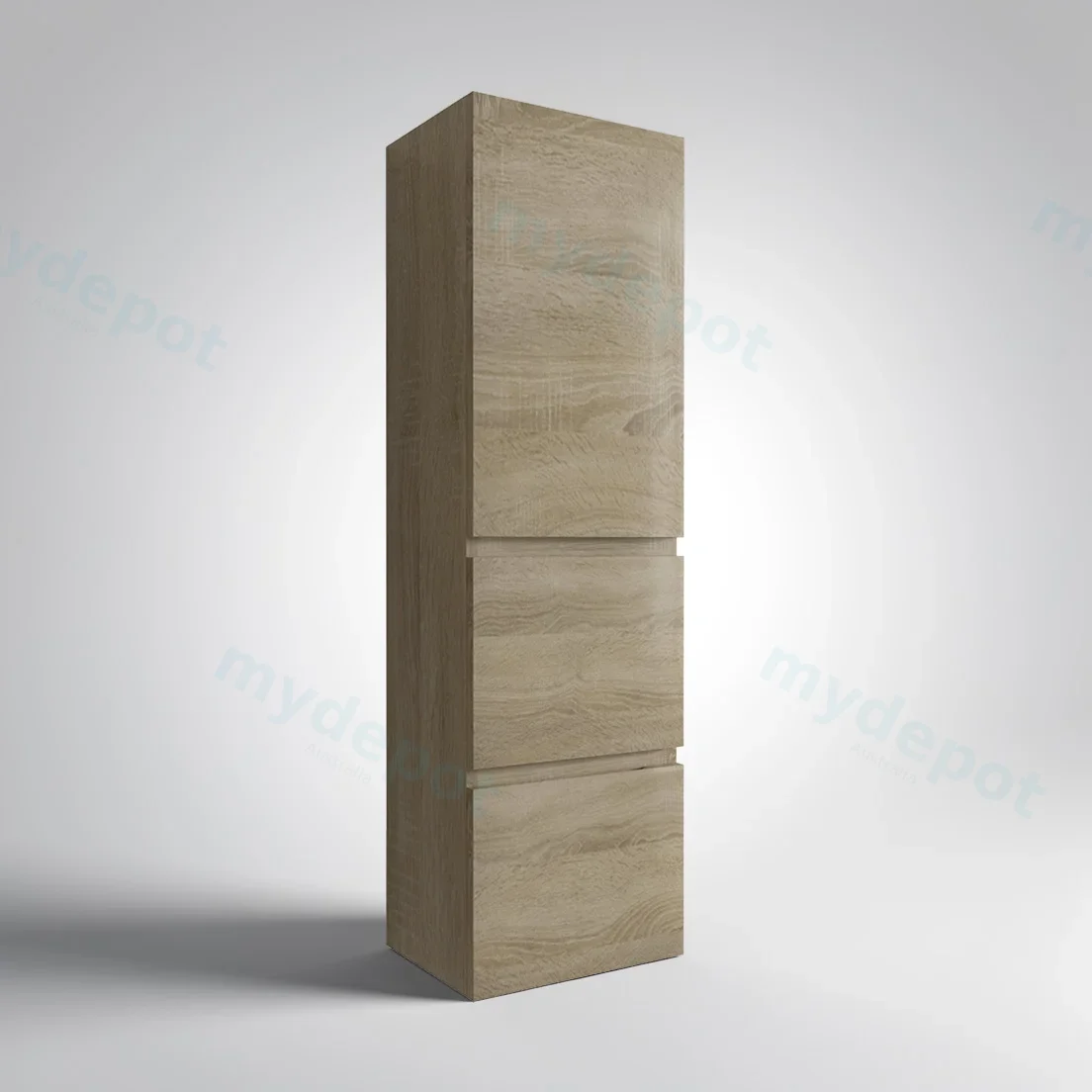 1350mm White Oak MDF Board with PVC Vacuum Filmed 2 Drawer 1 Door Tall Boy view 2