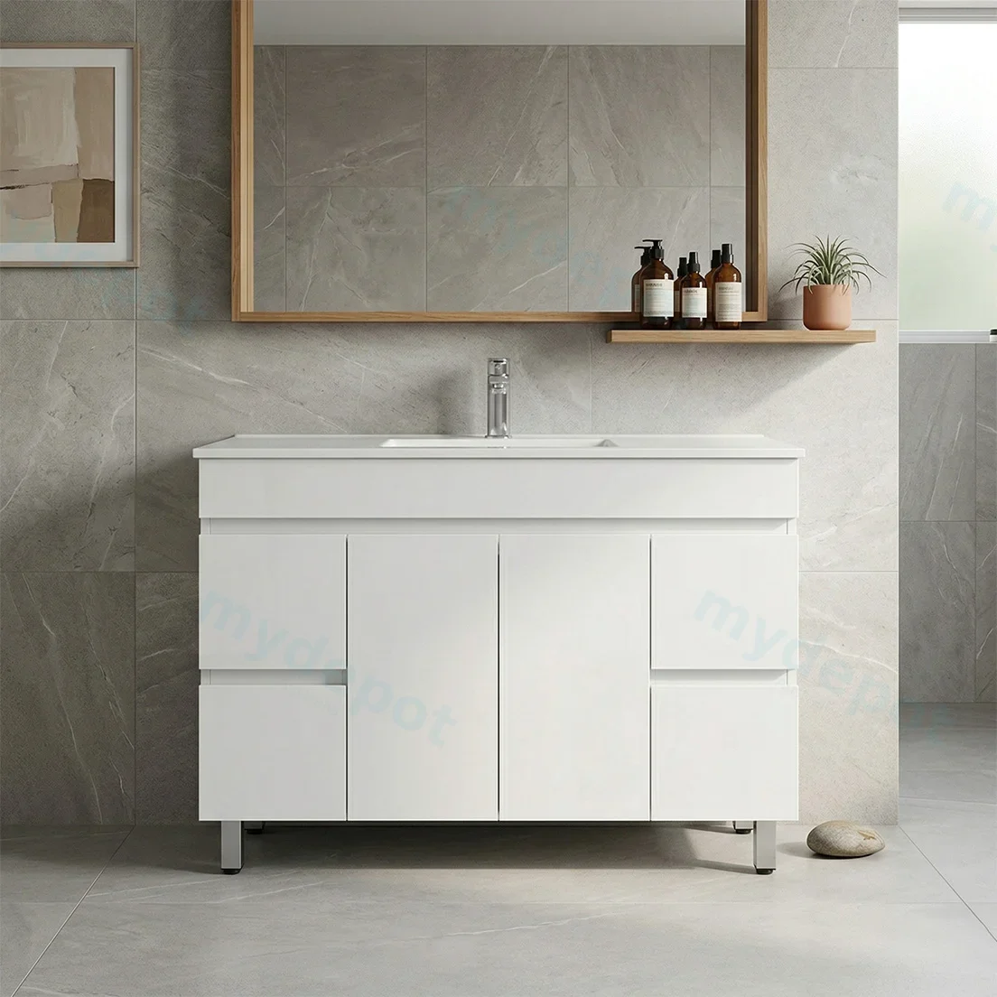 1200*450*710mm Freestangding Gloss White PVC Vanity Cabinet Only view 2