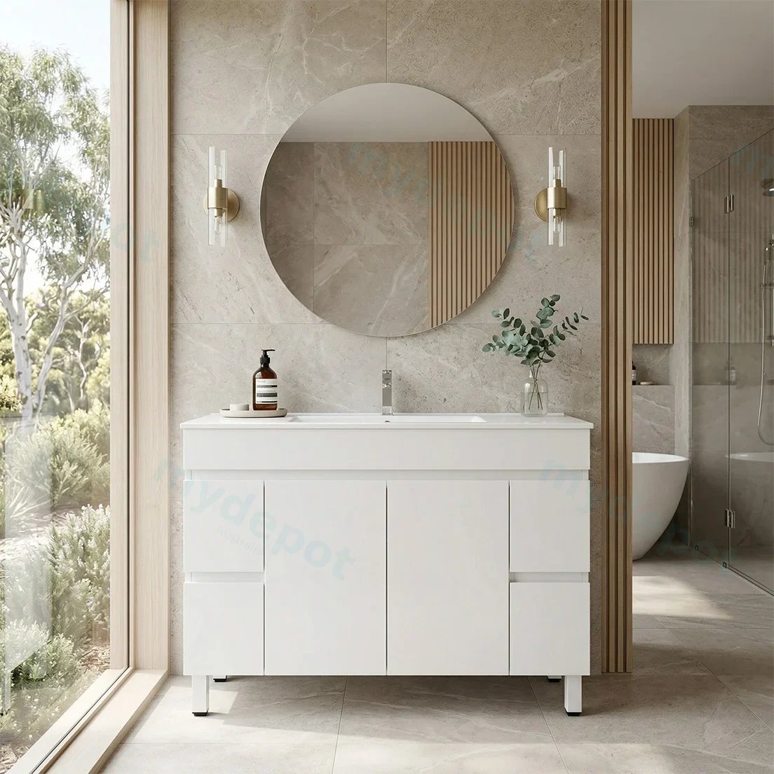 1200*450*710mm Freestangding Gloss White PVC Vanity Cabinet Only view 3
