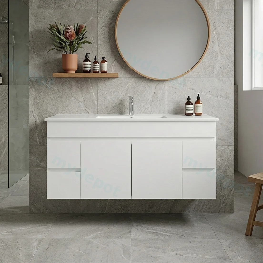 1200*450*560mm Wall Hung Gloss White PVC Vanity Cabinet Only view 2