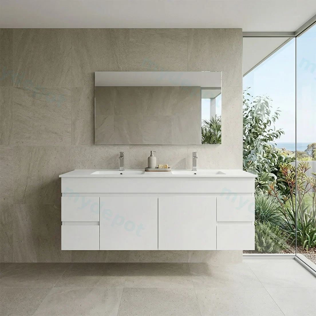 1500*450*560mm Wall Hung Gloss White PVC Vanity Cabinet Only view 2