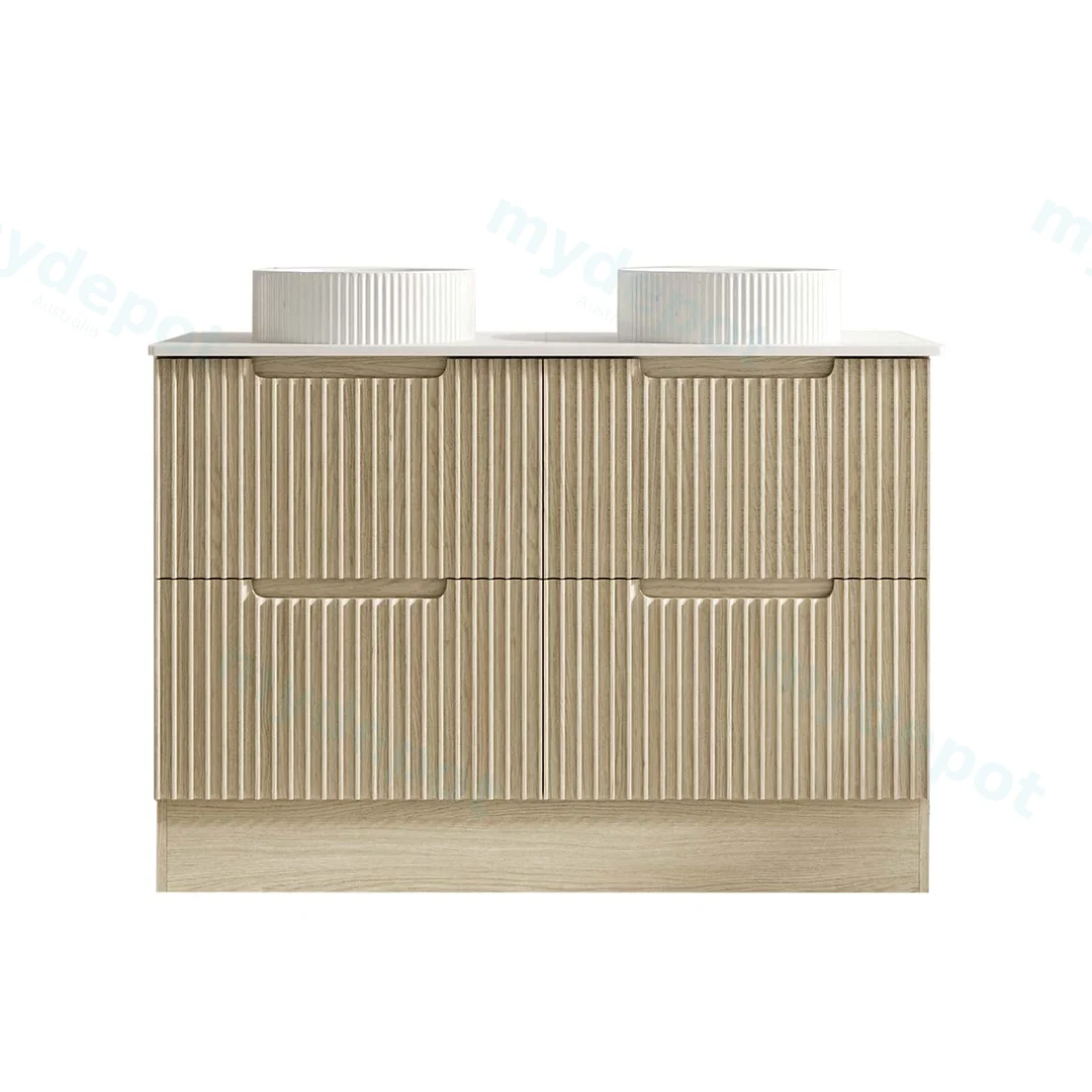 1190x455x830 Natural Oak Premium Straight Edge Freestanding vanity view 2