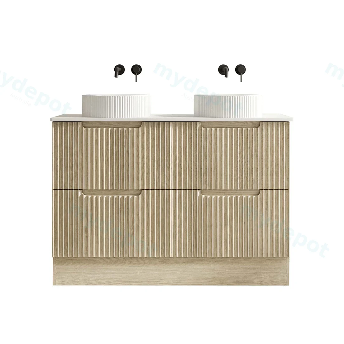 1190x455x830 Natural Oak Premium Straight Edge Freestanding vanity view 3