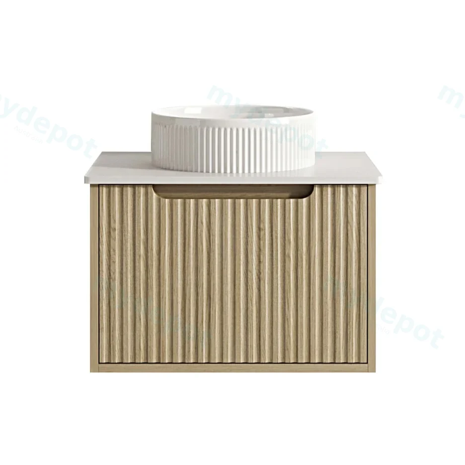 590x455x390 Natural Oak Premium Straight Edge Wall Hung vanity view 2