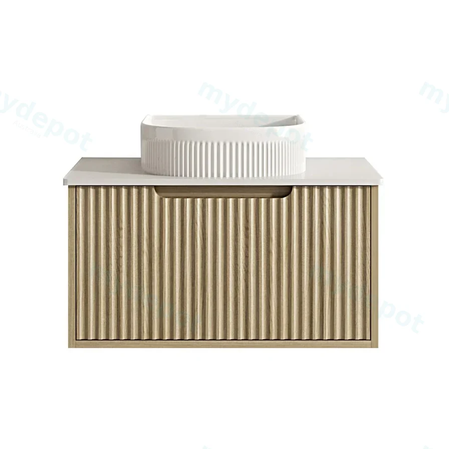740x455x390 Natural Oak Premium Straight Edge Wall Hung vanity view 2