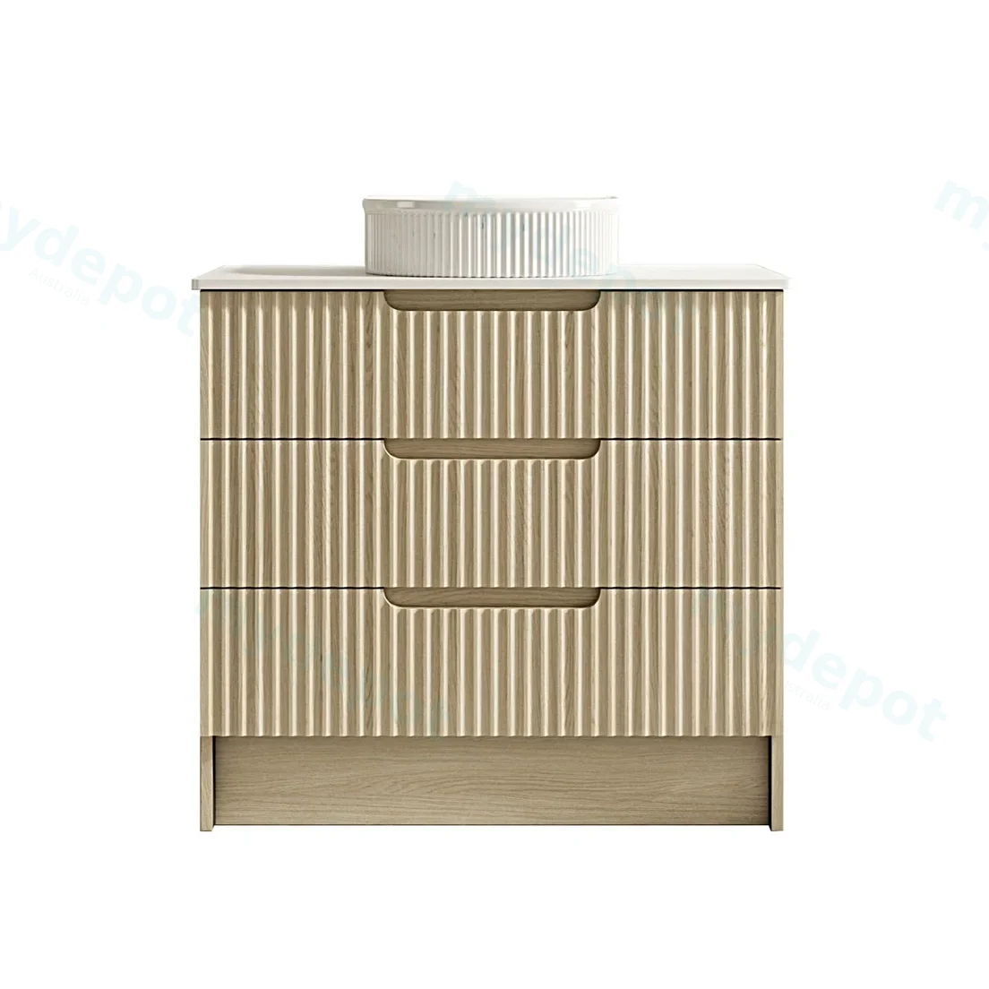 890x455x830 Natural Oak Premium Straight Edge Freestanding vanity view 2
