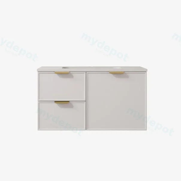 890*455*560mm Matte White Madura Federation Wall Hung PVC Cabinet,Left Hand Drawers view 2