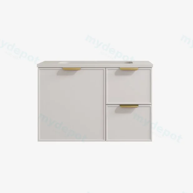 890*455*560mm Matte White Madura Federation Wall Hung PVC Cabinet,Right Hand Drawers view 2