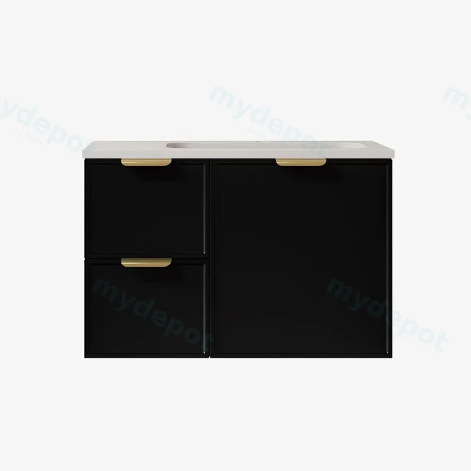 740*455*560mm Matte Black Madura Federation Wall Hung PVC Cabinet,Left Hand Drawers view 2