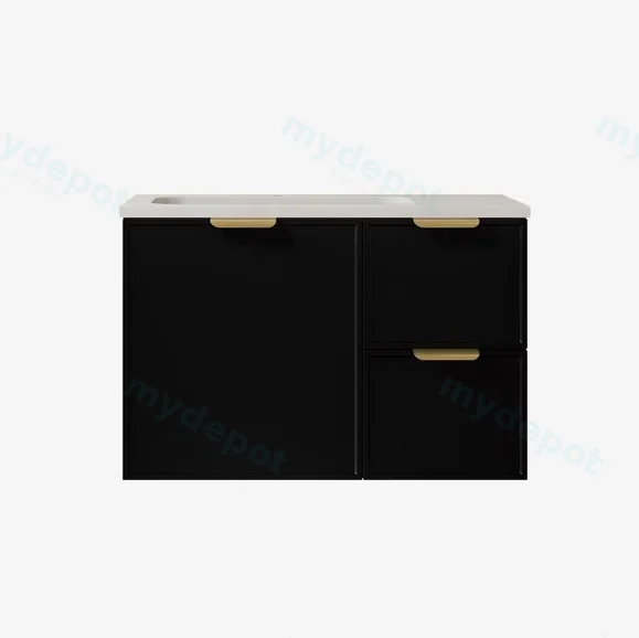 740*455*560mm Matte Black Madura Federation Wall Hung PVC Cabinet,Right Hand Drawers view 2
