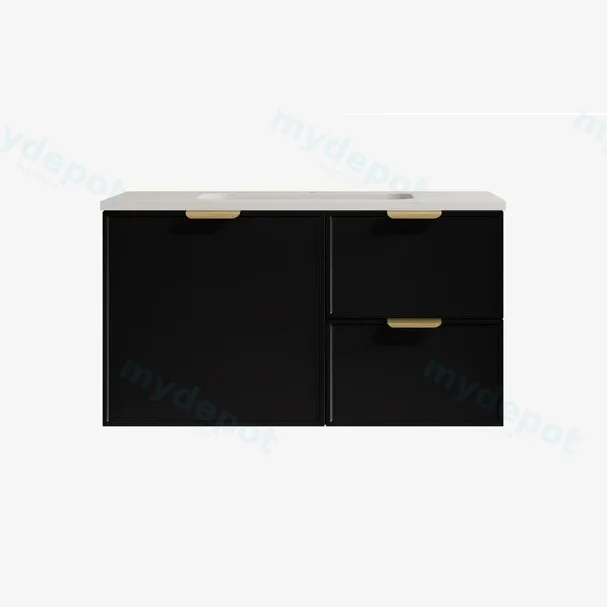 890*455*560mm Matte Black Madura Federation Wall Hung PVC Cabinet,Right Hand Drawers view 2