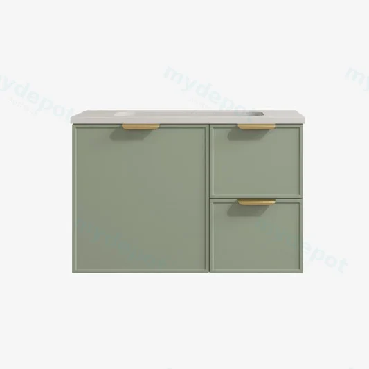 740*455*560mm Olive Green Madura Federation Wall Hung PVC Cabinet,Right Hand Drawers view 2