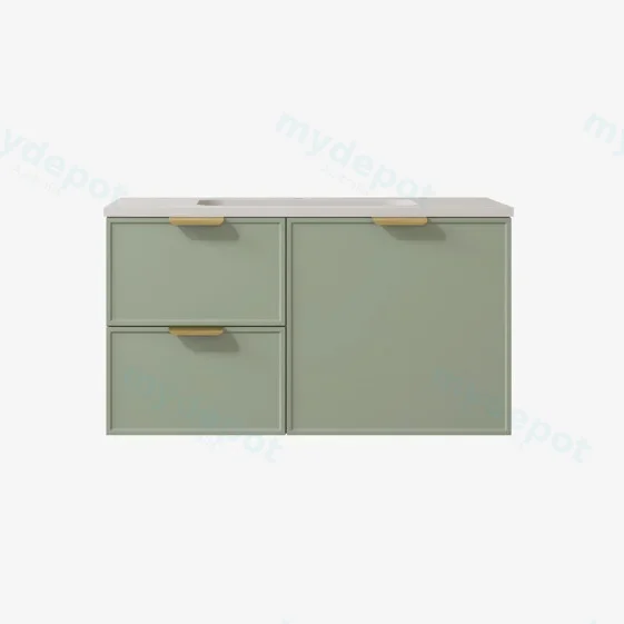 890*455*560mm Olive Green Madura Federation Wall Hung PVC Cabinet,Left Hand Drawers view 2