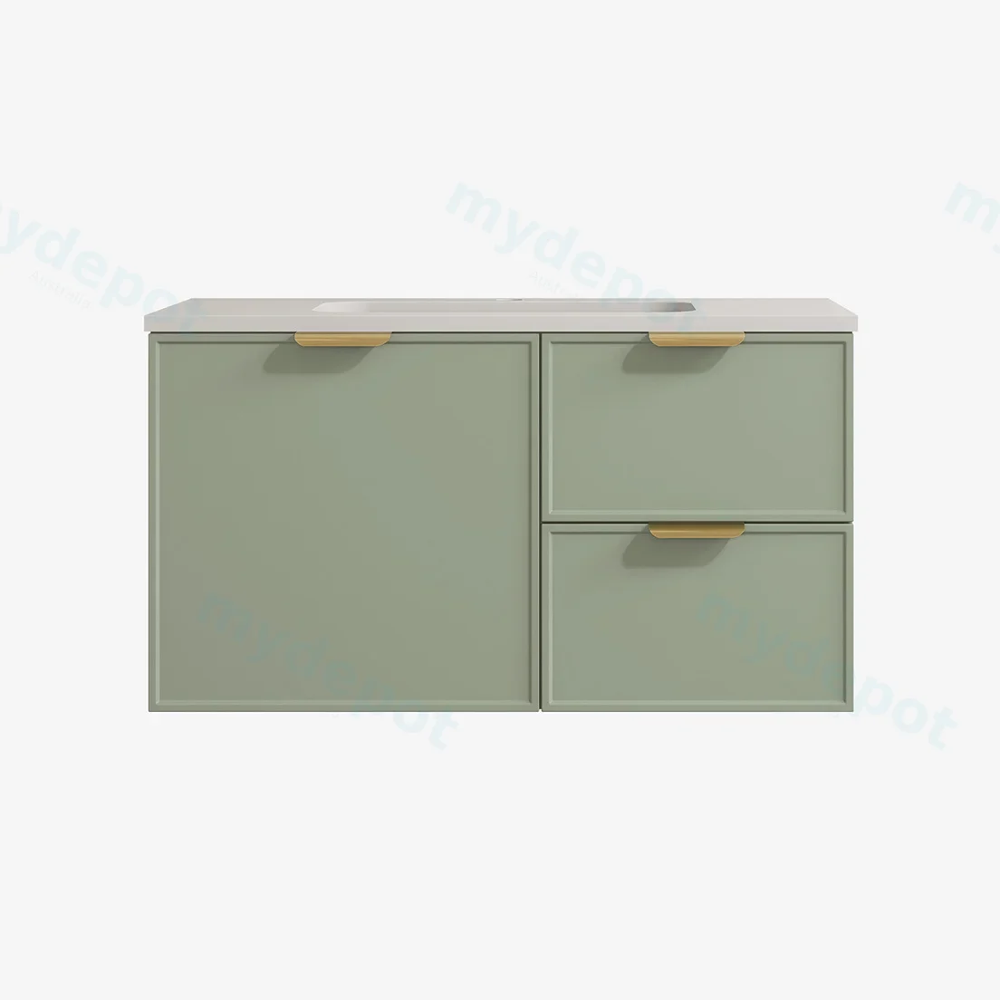 890*455*560mm Olive Green Madura Federation Wall Hung PVC Cabinet,Right Hand Drawers view 2