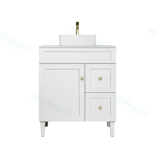 740X455X860mm Matte White Harold Federation Free Standing PVC Cabinet,Right Hand Drawers view 2