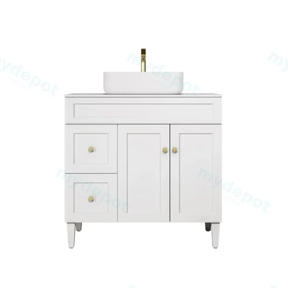 890X455X860mm Matte White Harold Federation Free Standing PVC Cabinet,Left Hand Drawers view 2