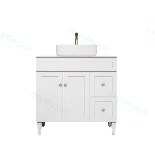 890X455X860mm Matte White Harold Federation Free Standing PVC Cabinet,Right Hand Drawers view 2